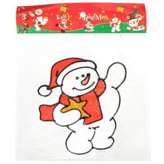 Наклейка силиконовая "Снеговичок с подарком" 13*11см #1