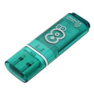 Флеш-диск 8GB  Smartbuy GLOSSY  USB 2.0 зеленый  SB8GBGS-G