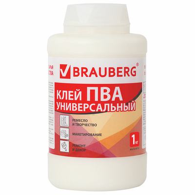 Клей ПВА ,1 кг, универсальный (бумага, картон, дерево), 600983