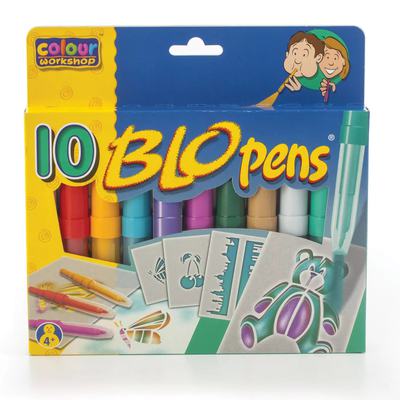 Фломастеры воздушные CENTROPEN "Blopens Cool Colours", 10 цветов + 4 трафарета, европодвес, 1